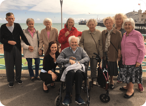 Summerlands | an image of a collection of residents and staff at the beach to celebrate the West Sussex Care Accolades