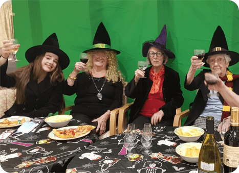 Summerlands | various staff and residents dressed up in haloween outfits celebrating the 2022 great british care awards