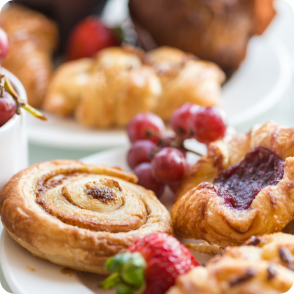 Summerlands | Mealtime image showing a collection of morning pastry goods